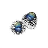 Sterling Silver Labradorite Oval Balinese Ring Handcrafted In Indonesia
